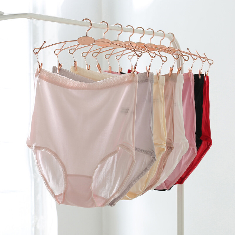 4pcs 100% Mulberry Silk Underwear Women Briefs Thin Silk Lady Panties Belly Pant