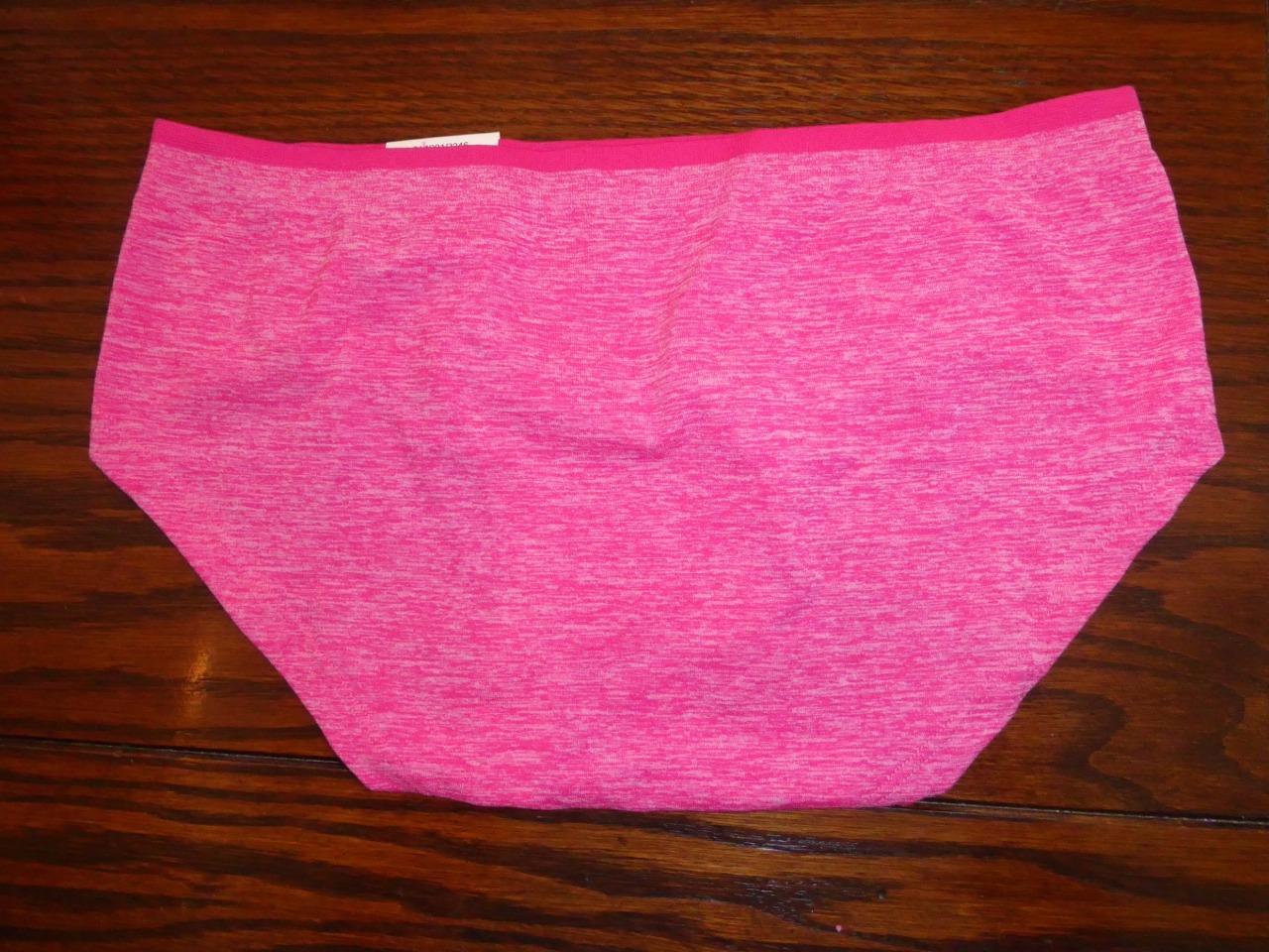 NWT JENNI NYLON POLY SPANDEX HIPSTER PANTIES PINK /WHT HEATHER L