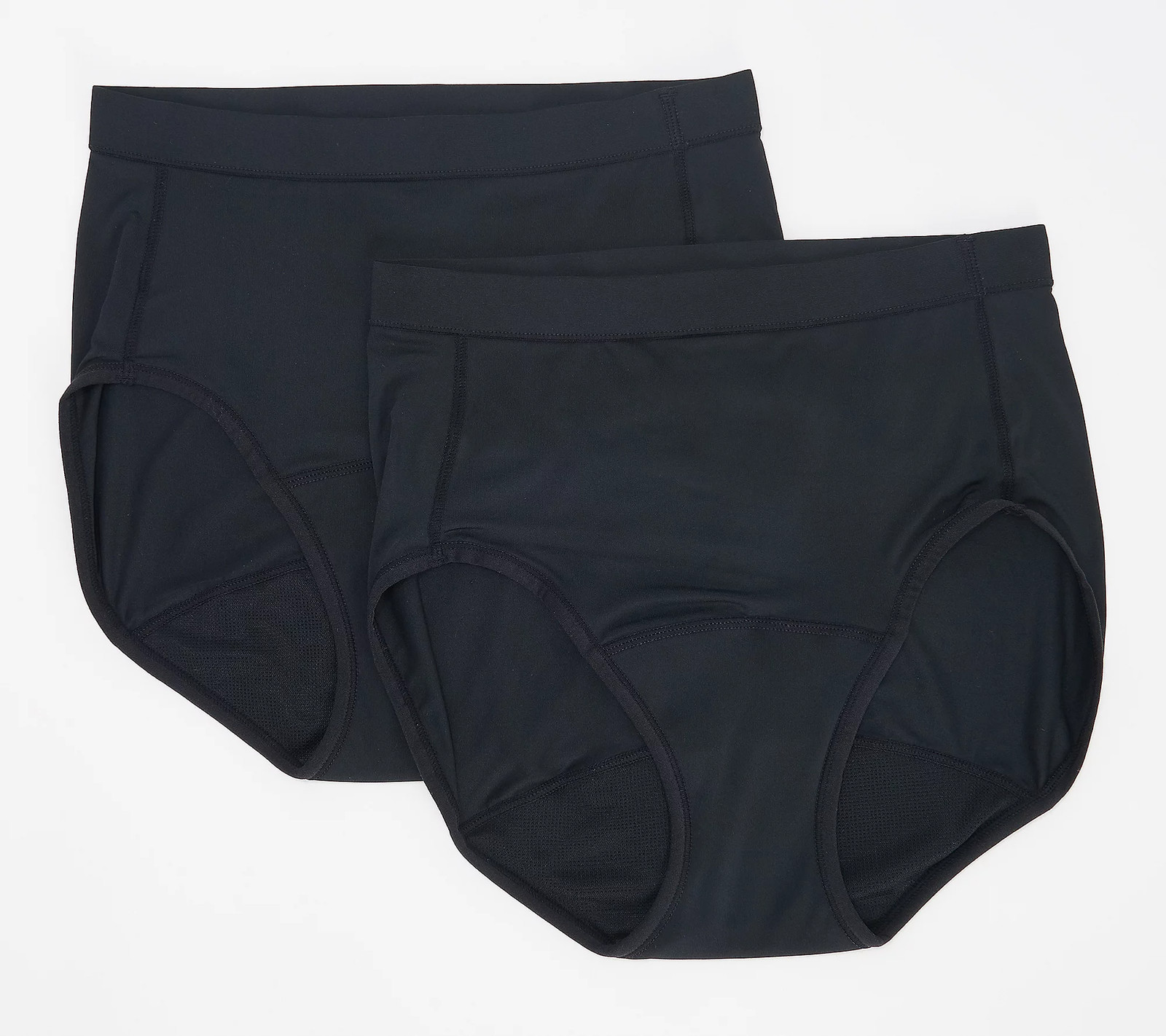 Breezies Leak Proof Set of 2 Hi-Cut Panty Black M New