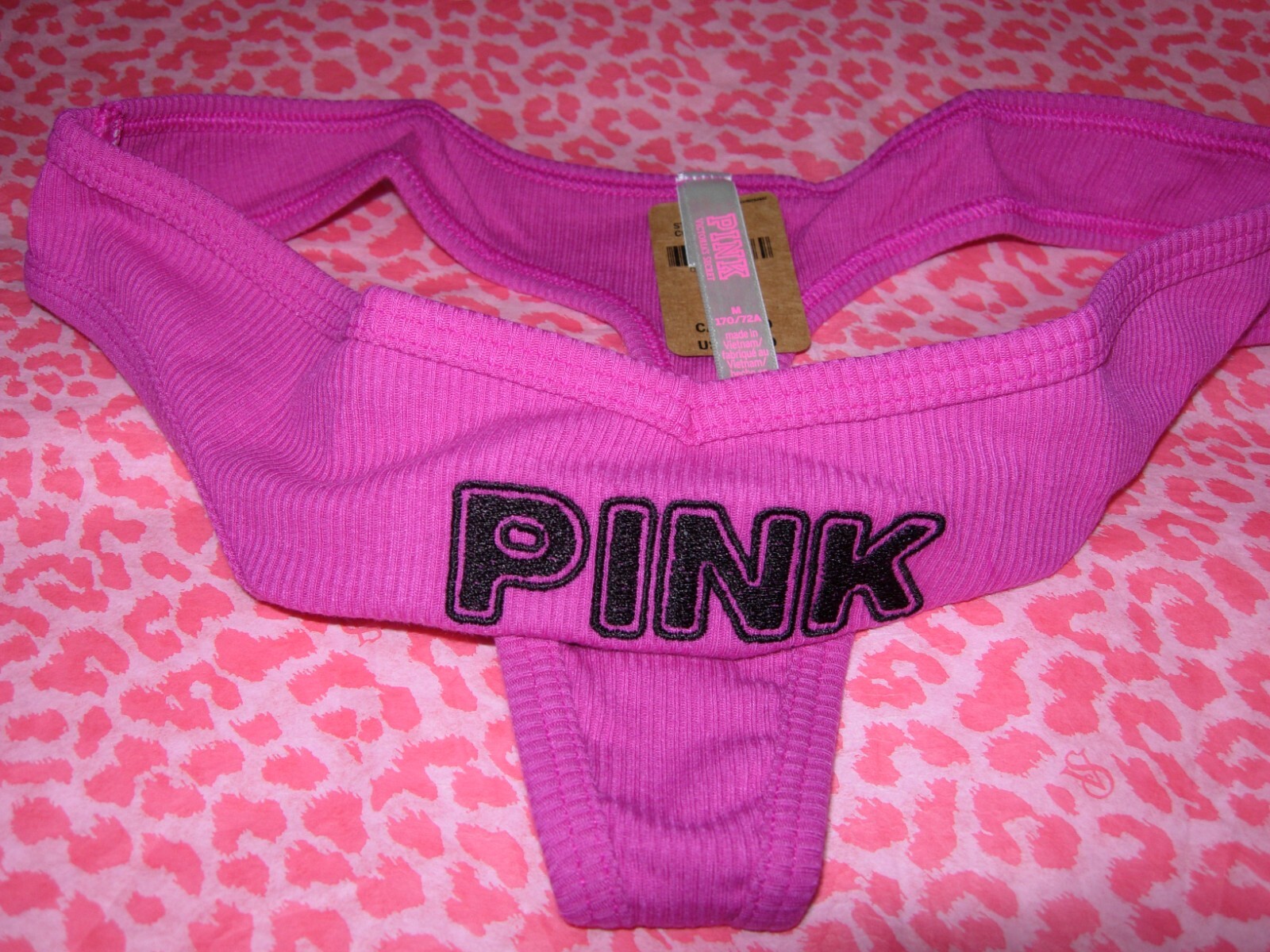 Victoria’s Secret PINK Sexy Thong String V-Cut LOGO Magenta Fuchsia H2F NWT