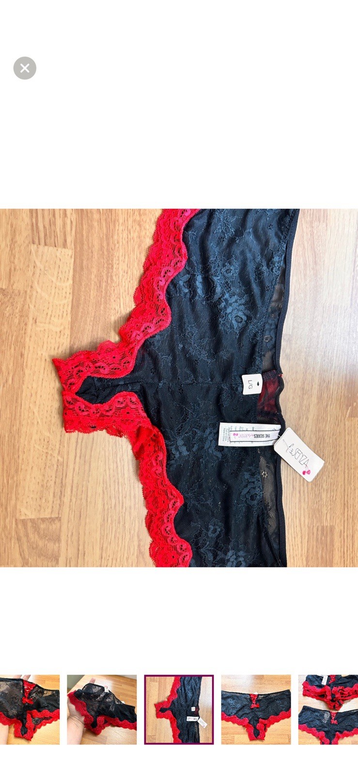 La SENZA Black Lace Panties with Red Lace Trim size L