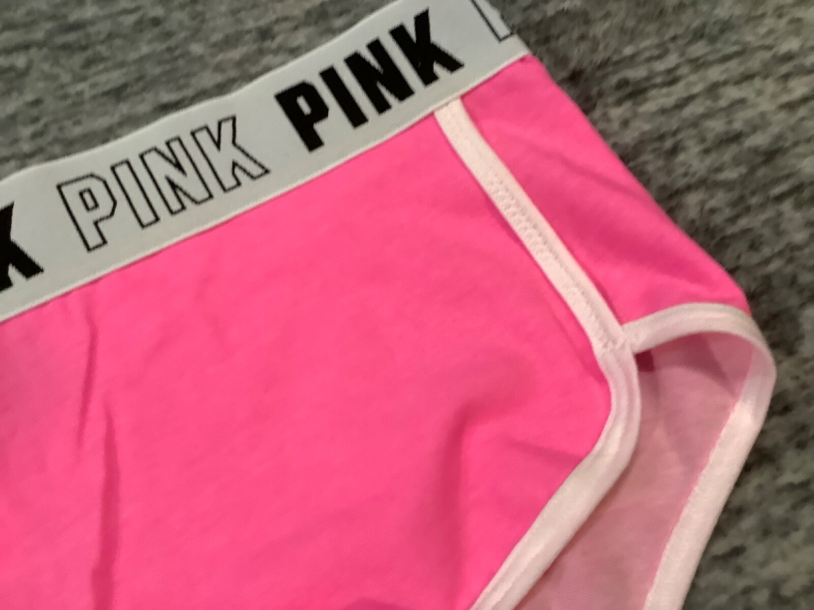 Victoria’s Secret Pink Logo Trim Boyshort Panties Bubblegum Neon Pink L NWT