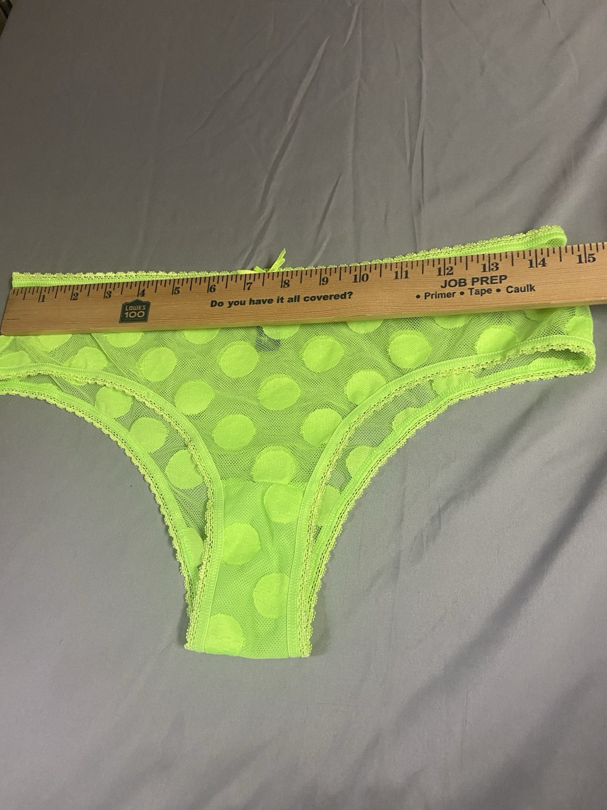 Smart & Sexy Underwear Womens XL/8 Lace Bikini Neon Green Polka Dots NWOT