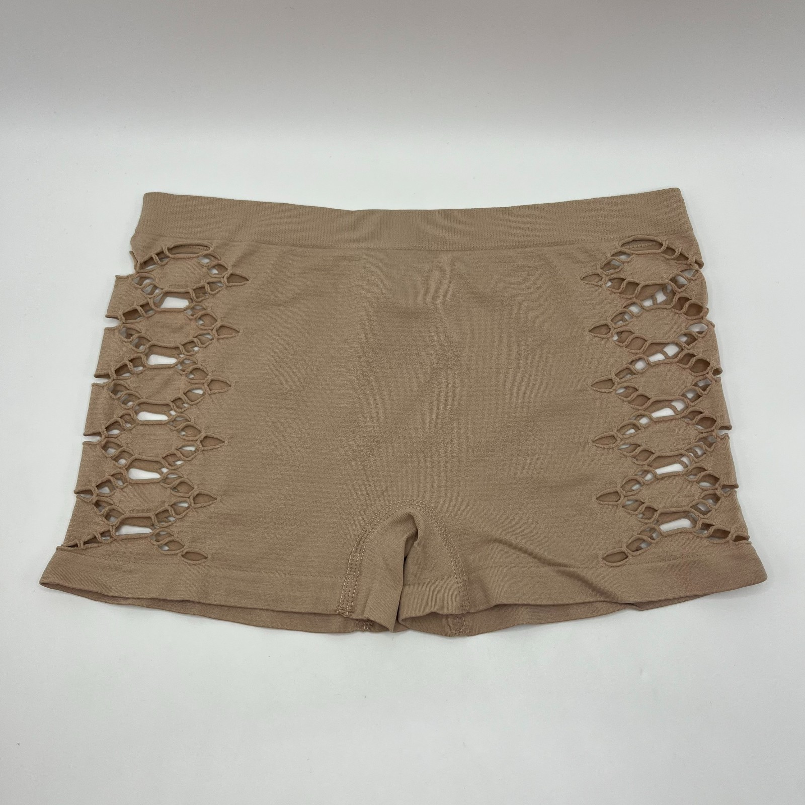 3 Pcs Women’s Simple Solid Color Geometric Hollowed-Out Boxer Briefs, Mid-Rise