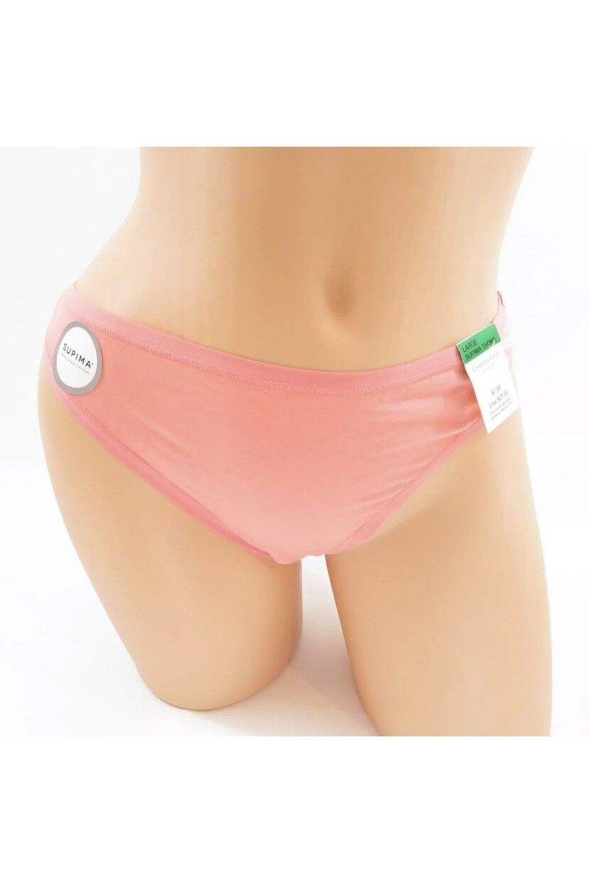 Charter Club Supima Cotton Thong Underwear Panty Pink Coral Multiple Sizes