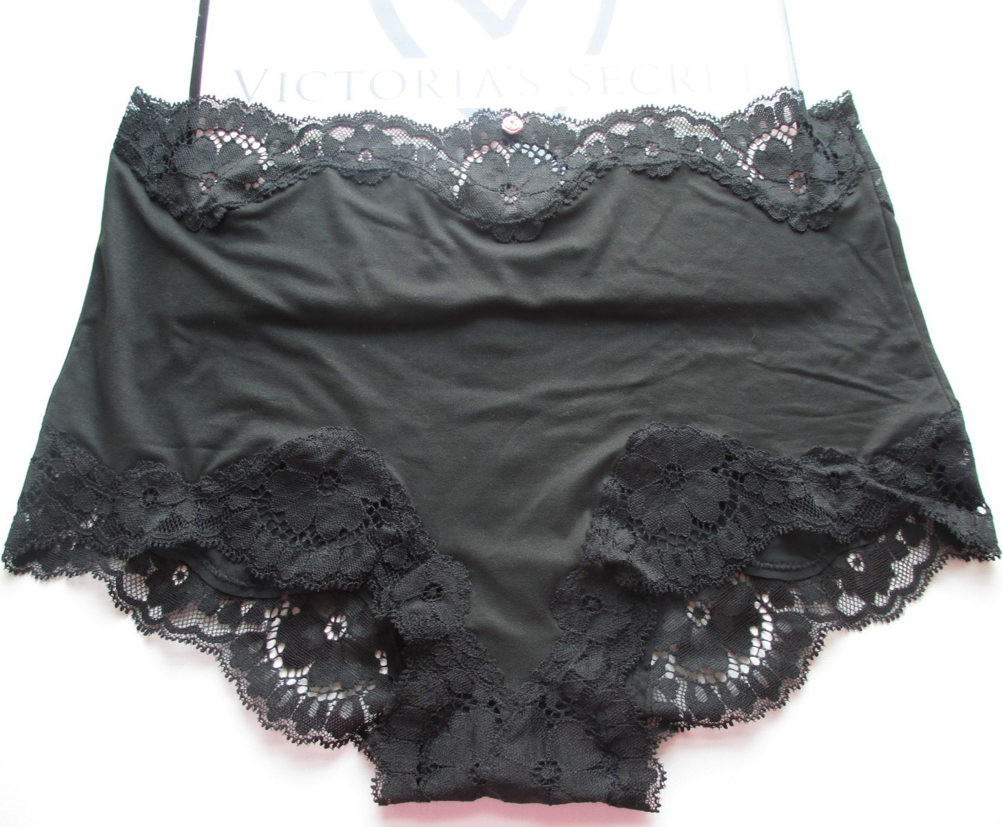 VICTORIA’S SECRET DREAM ANGELS Black Lace Trim Boyshort Panty VS S M L XL NWT