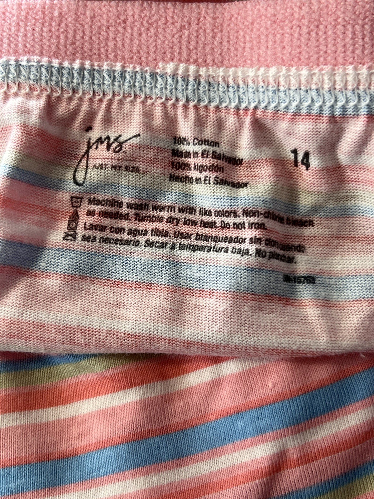 JMS Womens Size 14 Panty Brief Just My Size Pink 100% Cotton New Without Tags