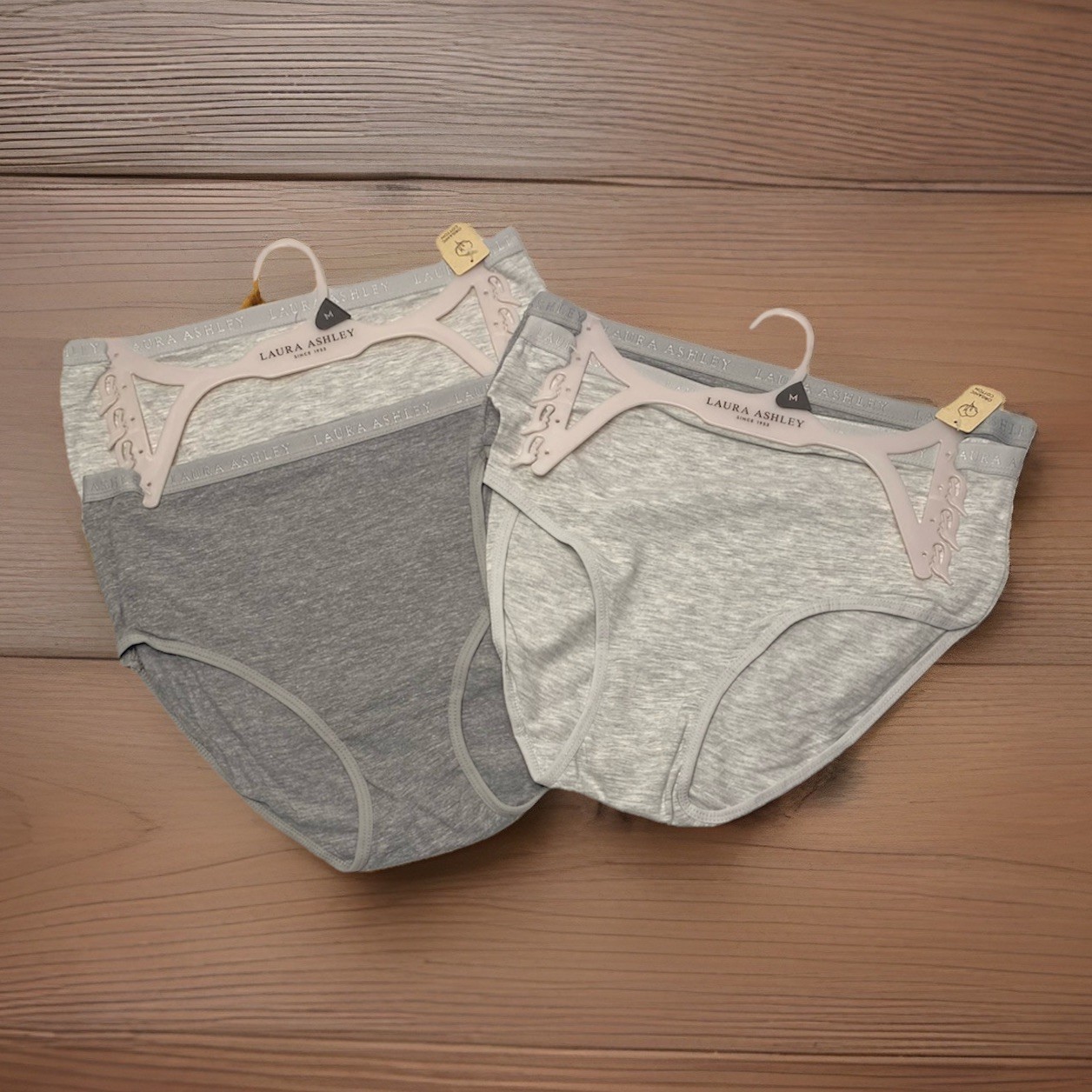 Laura Ashley 4pr Size M Organic Cotton Brief Underwear Panties Gray Dk Gray NWT