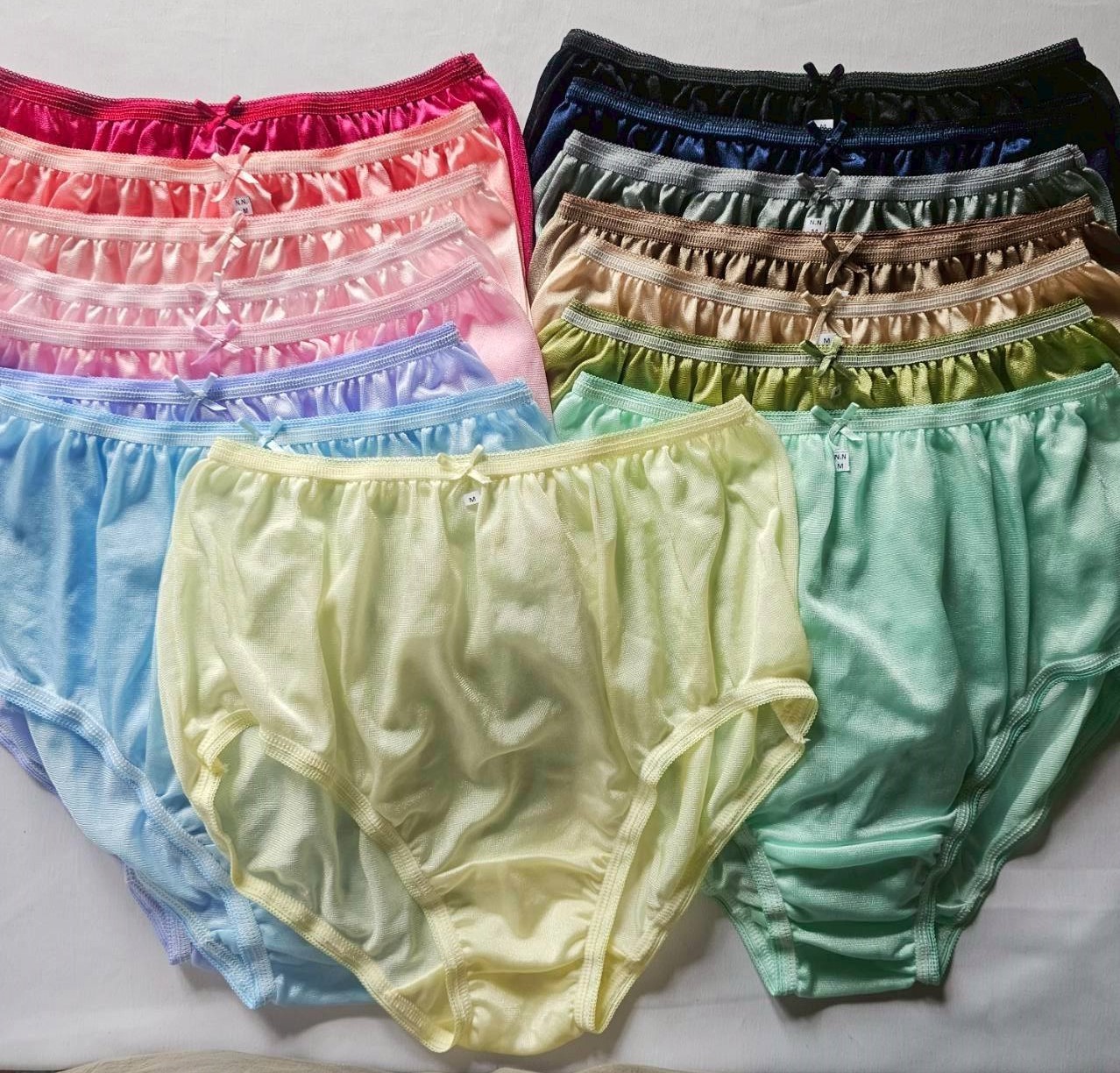 15 Underwear Nylon Panties Women Man Silky Soft Smooth Briefs High Waist30″-36″M