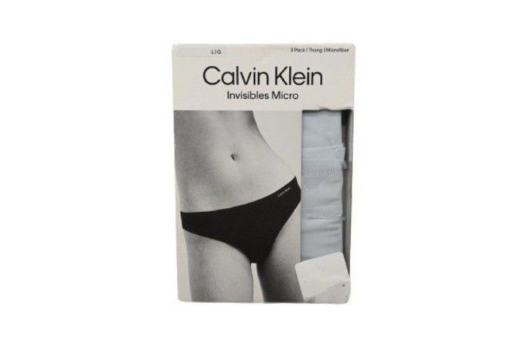 NIB Calvin Klein Invisibles Micro Thong Underwear 3-Pack Blue Size L QD3558