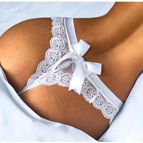 5 Pack Lot Women Lace Bow Thong T Back Low Waist Panties Sexy Floral Lace tangas