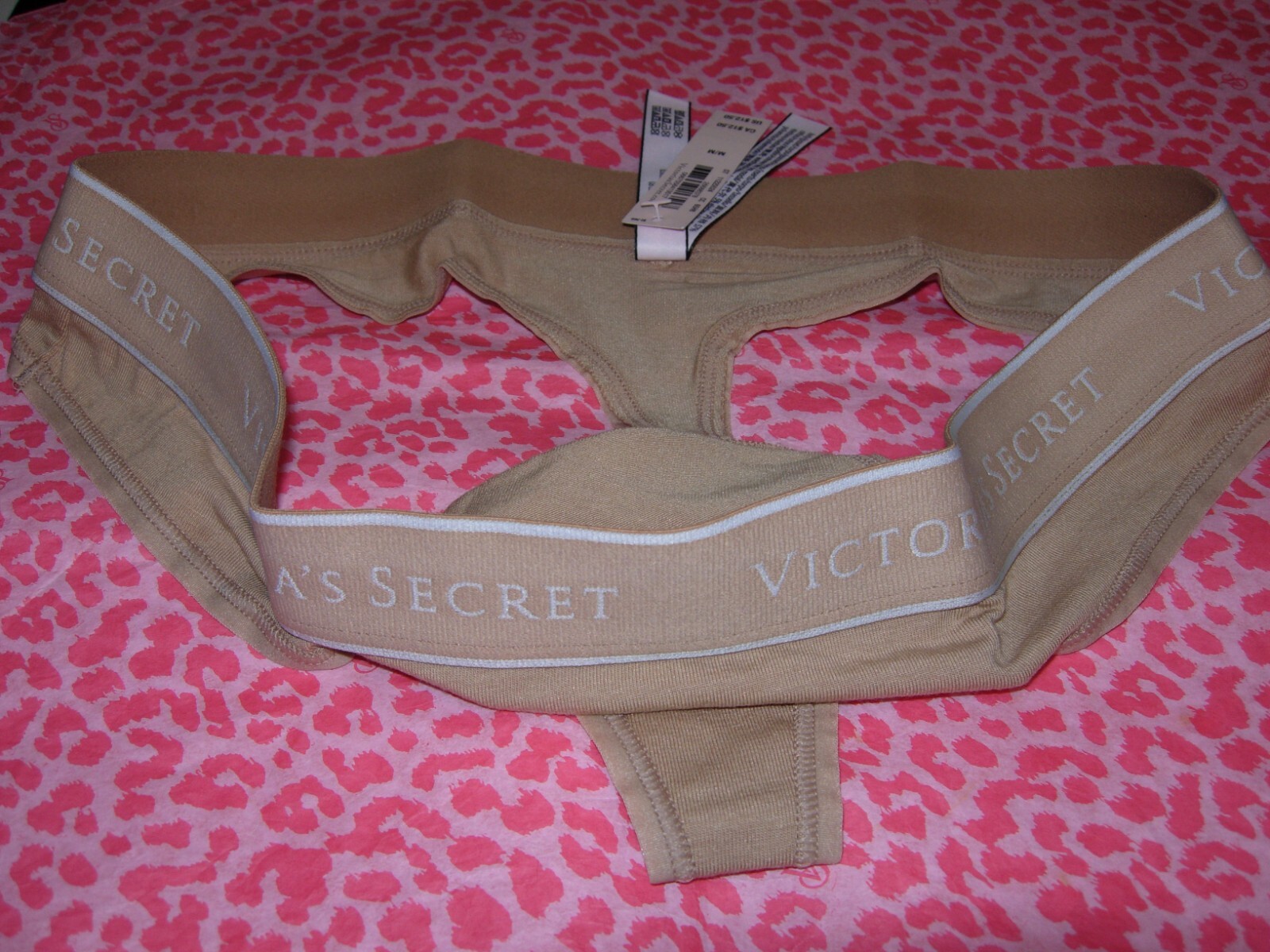 Victoria’s Secret Sexy Logo Band Lingerie Thong Beige Pantie XS S M XXL NWT