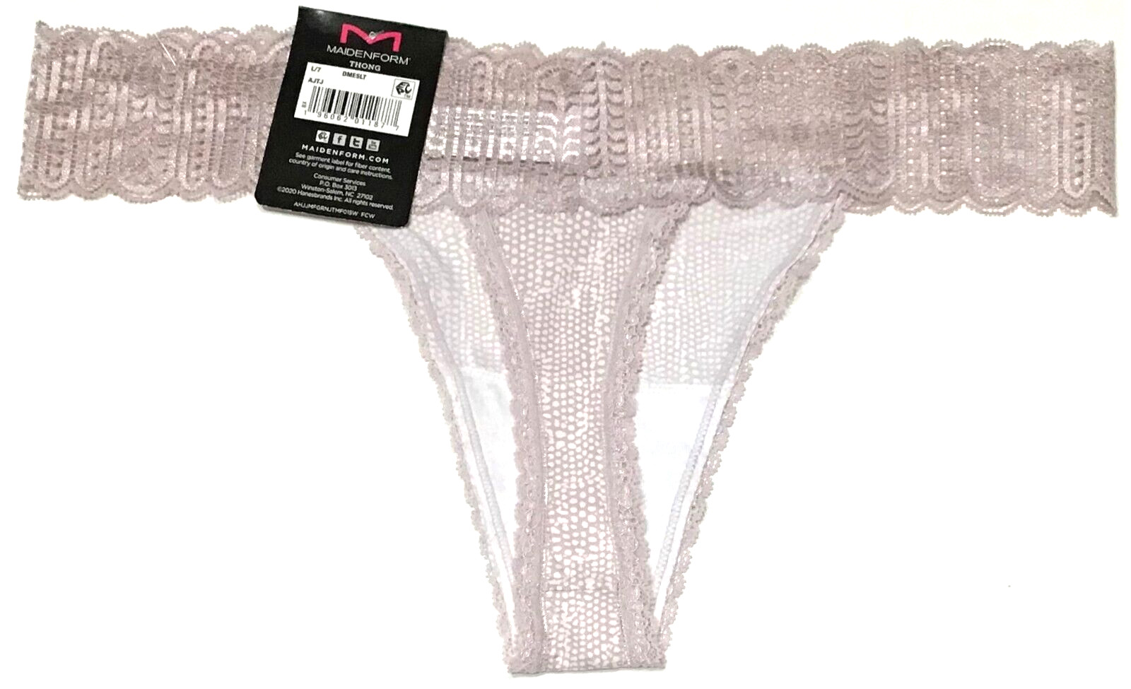 large / 7 – NWT Maidenform Luxurious Lace thong panty light beige (d62 a)