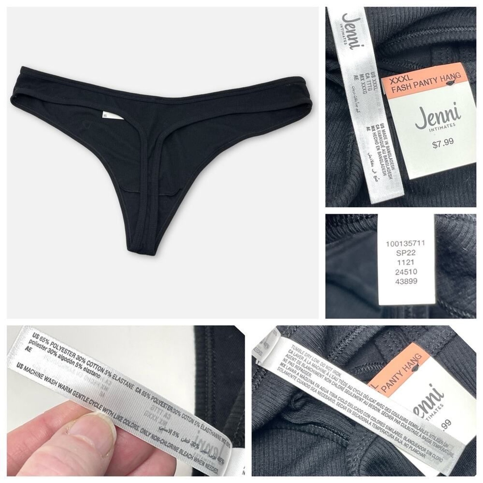 Jenni Women’s NEW 3 Pack Bundle Thong Fashion Panties Size XXXL Orange Tan Black