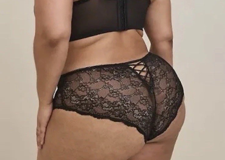 Torrid 3 3X Black Faux Leather Lace Mid Rise Hipster Panty ONLY Plus Size 22-24
