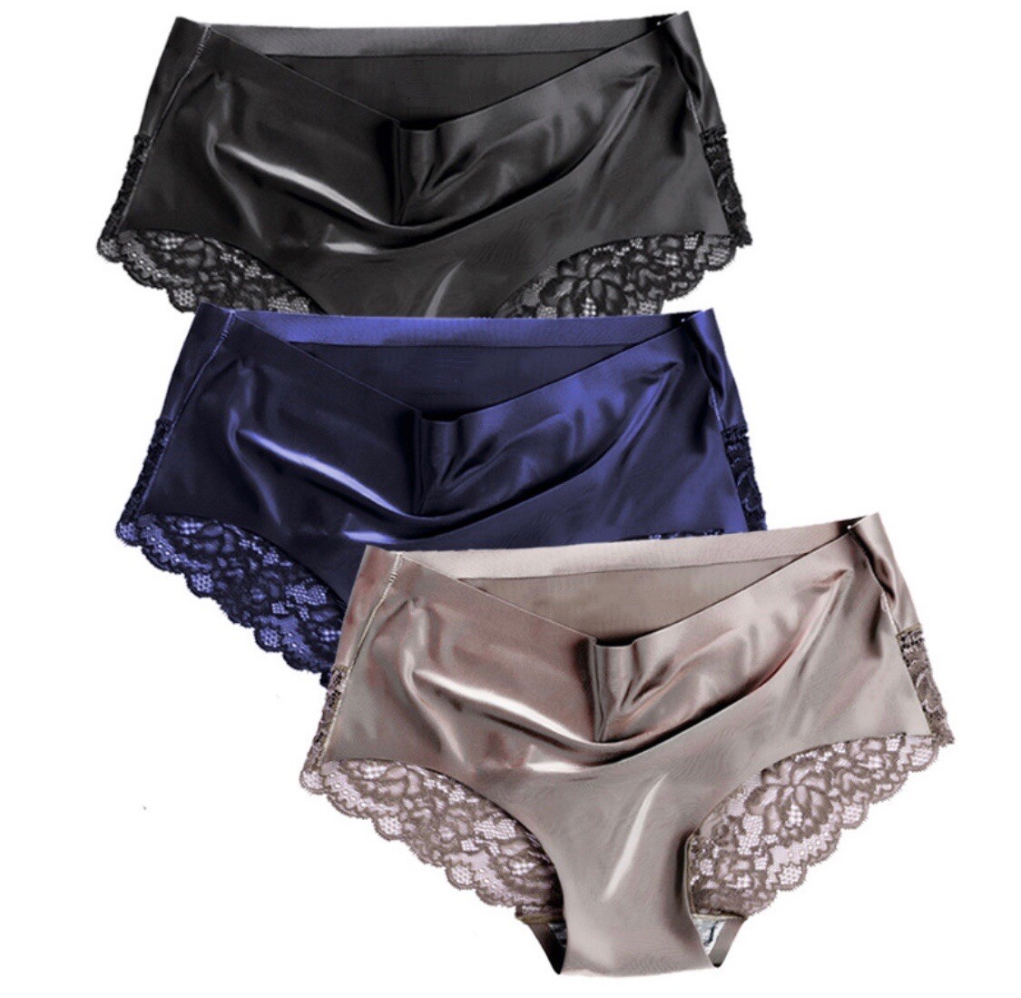 Women Invisible Underwear Ice Silk Lace Cheeky Panty