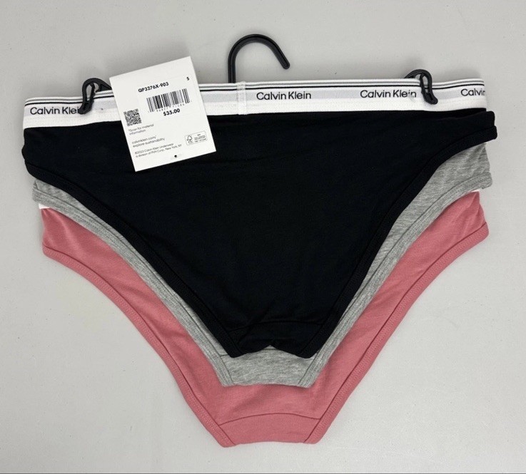 Calvin Klein Bikini 3 Pack Underwear Women’s S Solid Pink Grey Black White Waist
