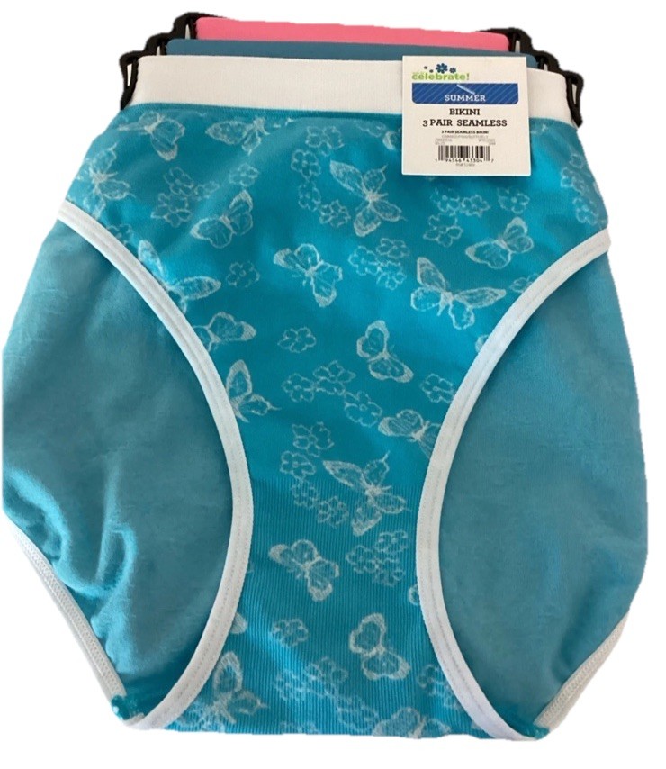 XXL 3 Pack Seamless Bikini Panties Size 2XL 20 Celebrate Summer Butterflies Cute