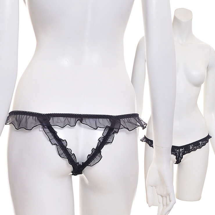 Japanese T-front Race Butt crack Frill Panties See-through made in Japan L729