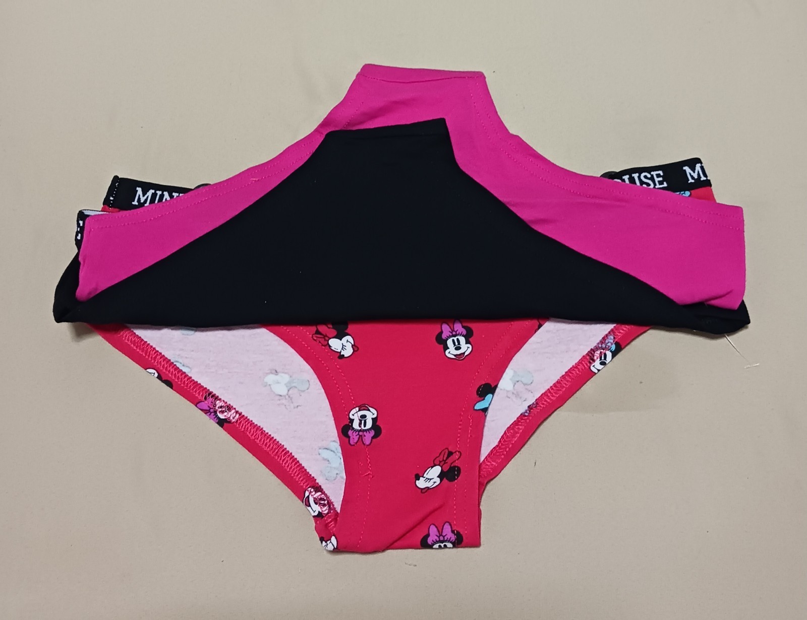 Minnie Mouse Disney Women’s 3 Pack Hipster Panty Size L Cotton stretch Fun