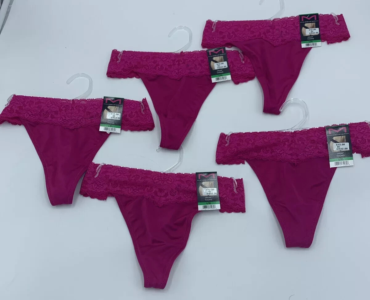 Maidenform Lingerie Dream Lace Thong Panty, Panties, Underwear L/XL (5 COUNT)