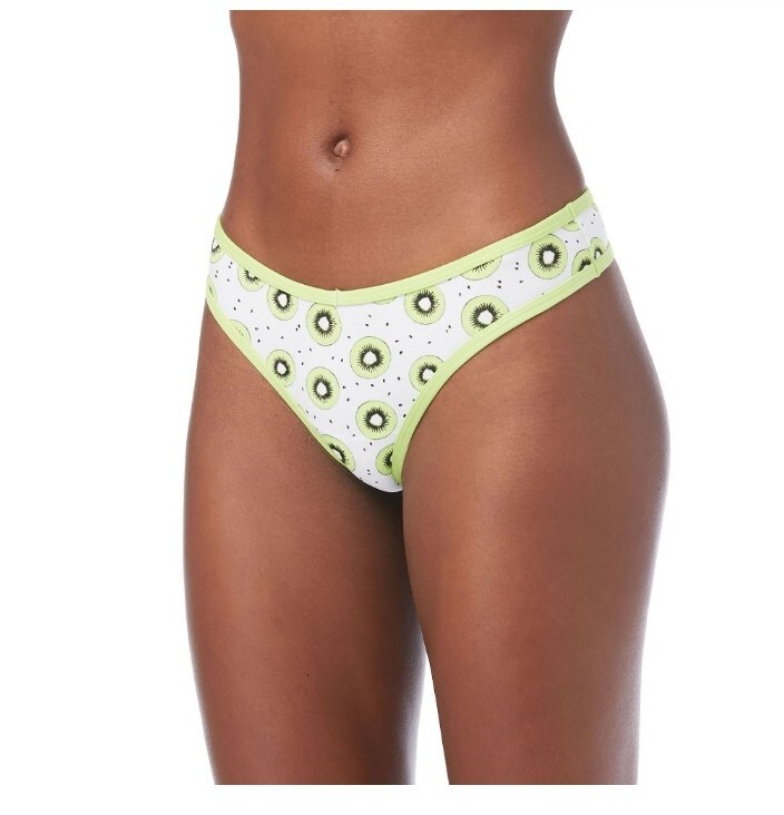 No Boundaries THONG XS XL 2X 3X Kiwi Print Green White Cotton Spandex Juniors