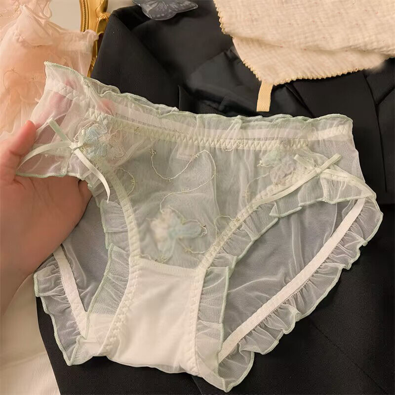Sweet Girls Womens Sheer Briefs Panties Transparent Mesh Cute Lolita Knickers