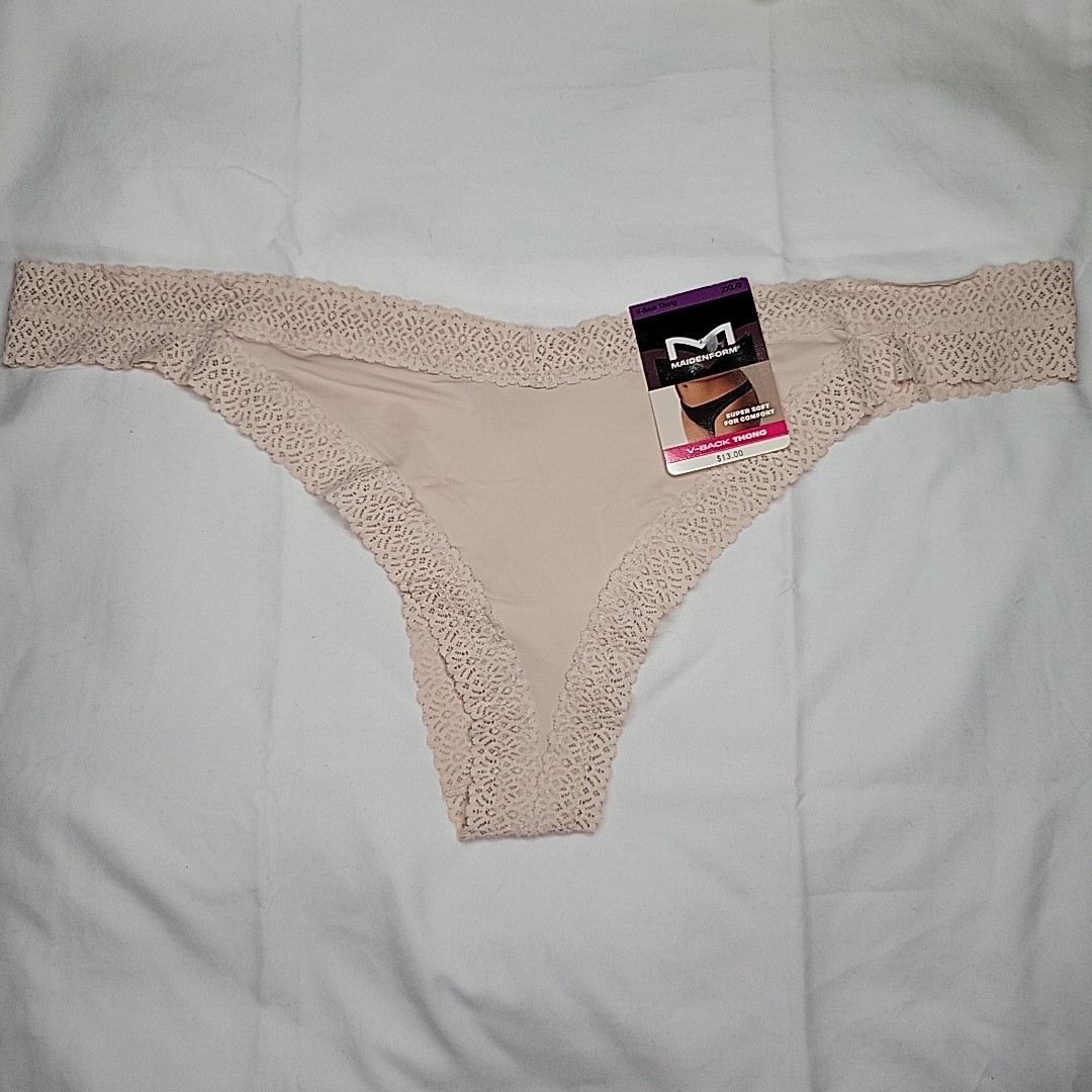 Maidenform Thong V Back Comfort Size 2XL/9 Ivory DMMVBT New With Tags