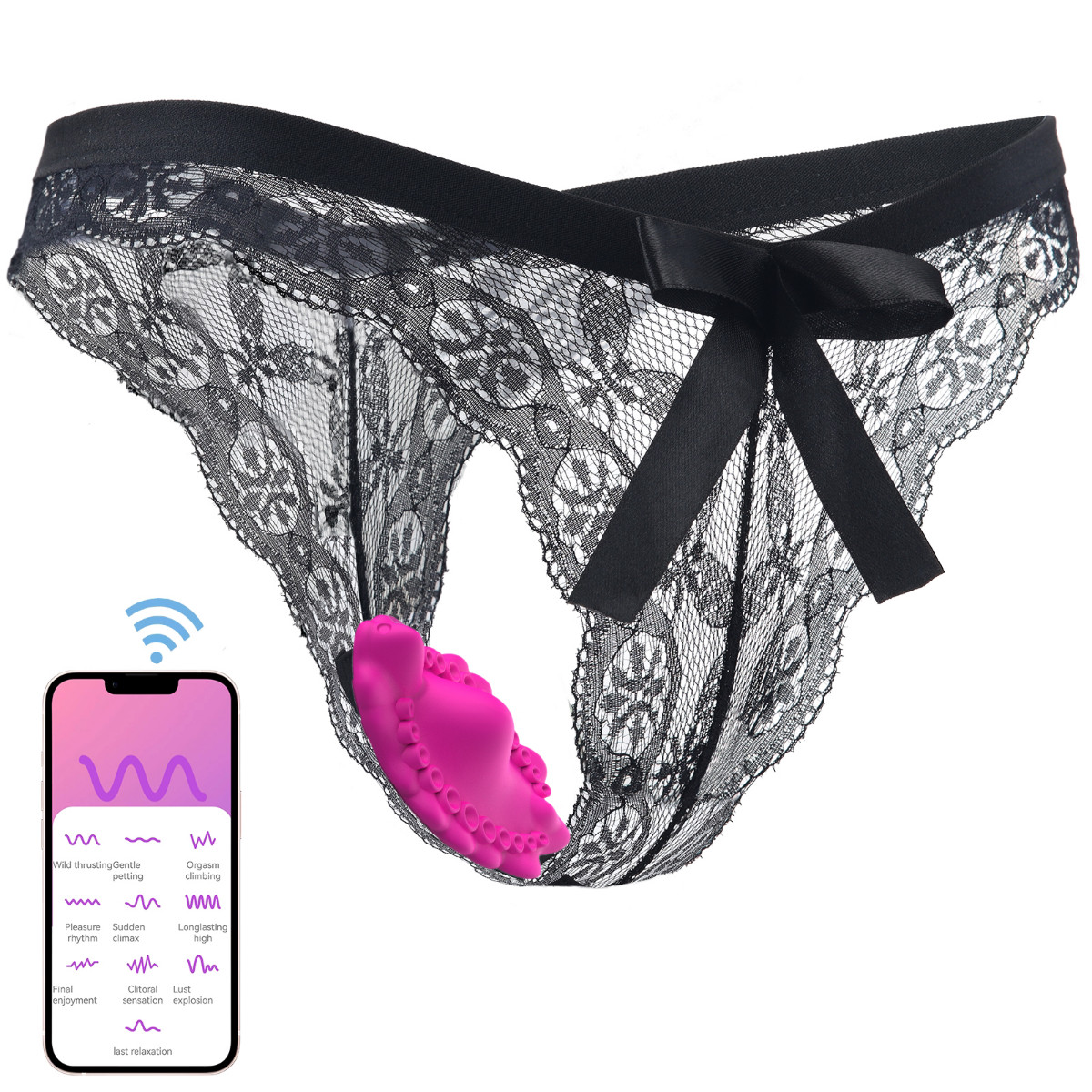 Wireless Bluetooth Remote Control Vibrating Sexy Lace Panties For Women Strap