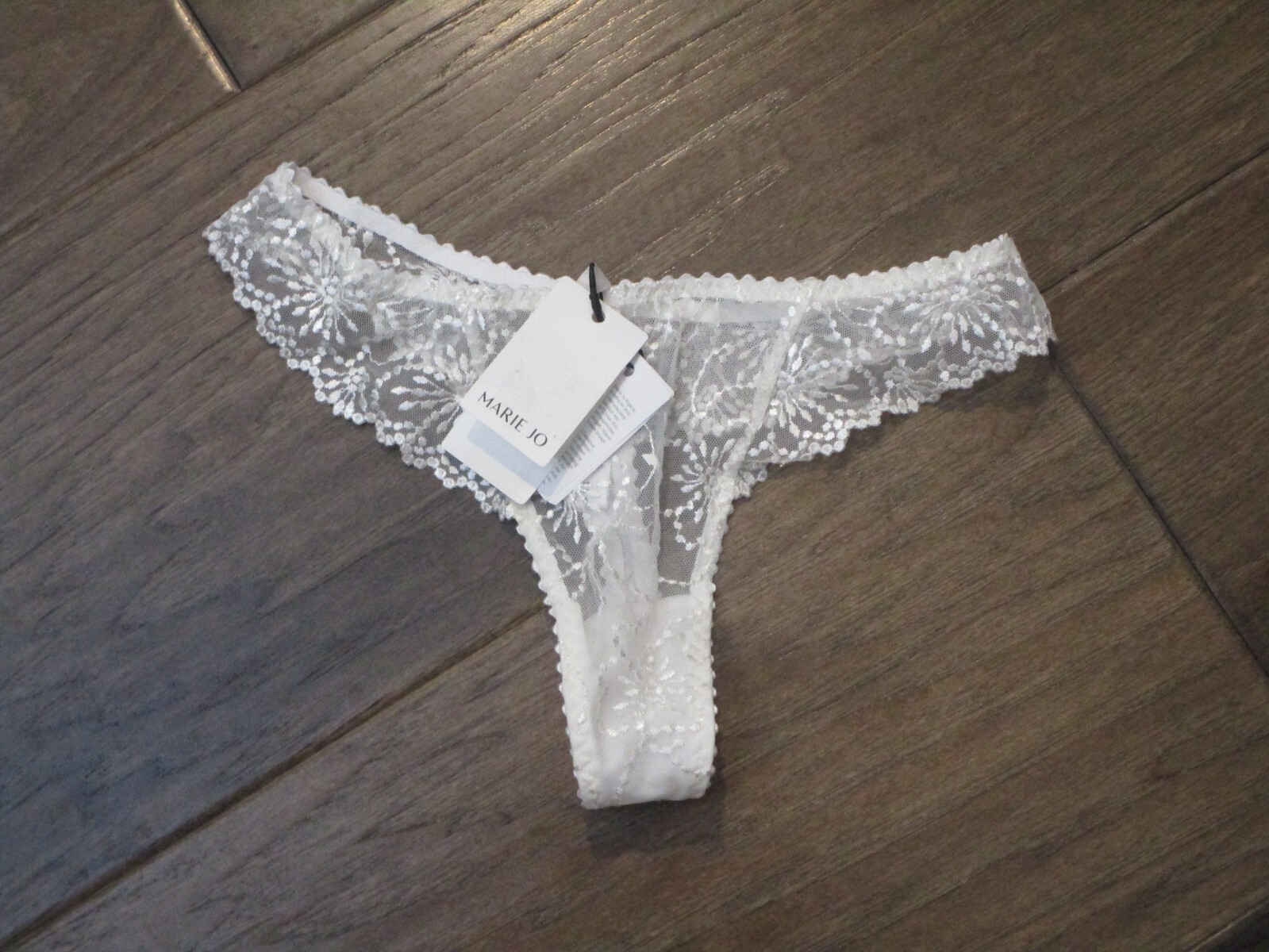 MARIE JO JANE FLORAL LACE THONG PANTIES IN NATURAL SIZE SMALL NEW