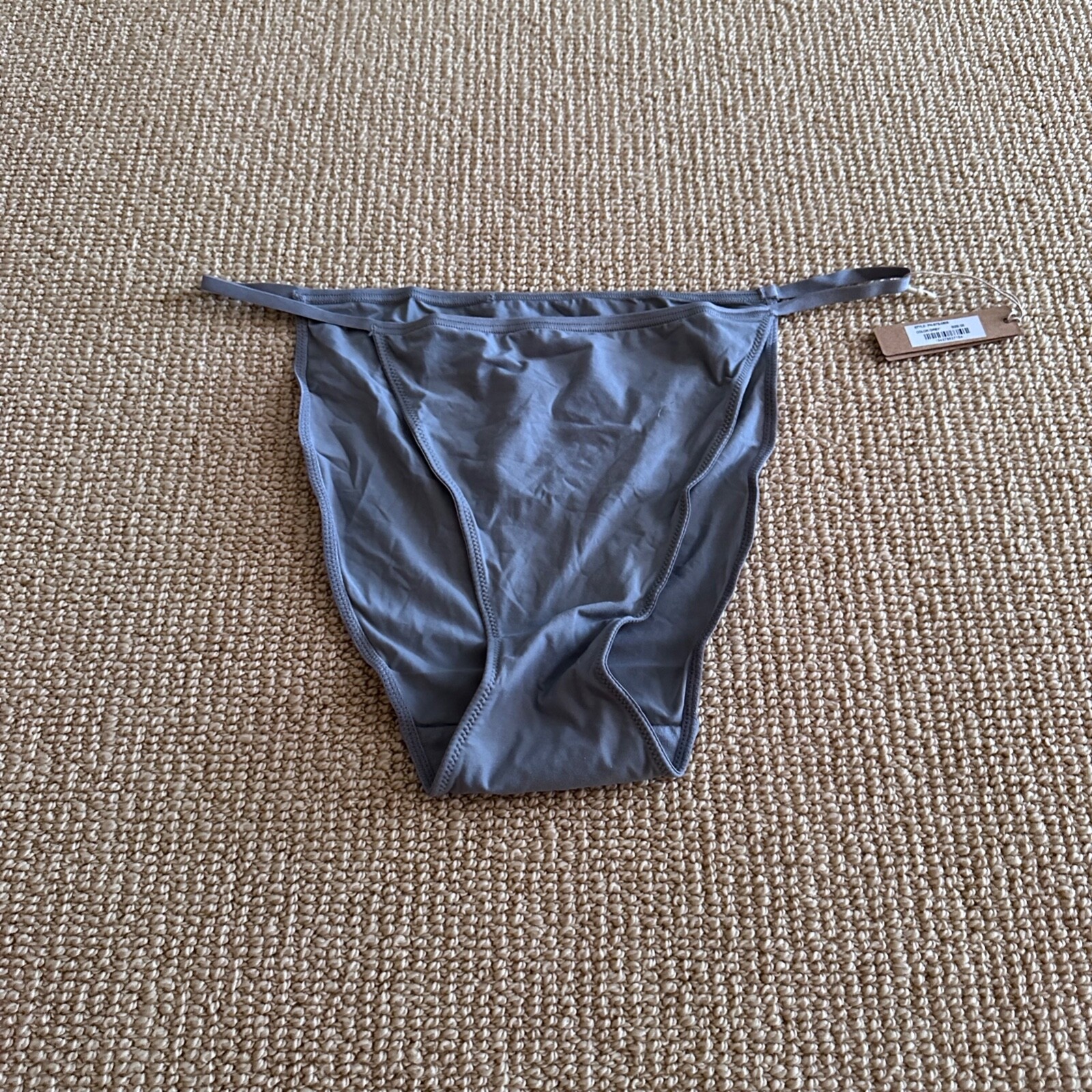 Skims Grey Cotton Jersey String Bikini, Size 3X NWT