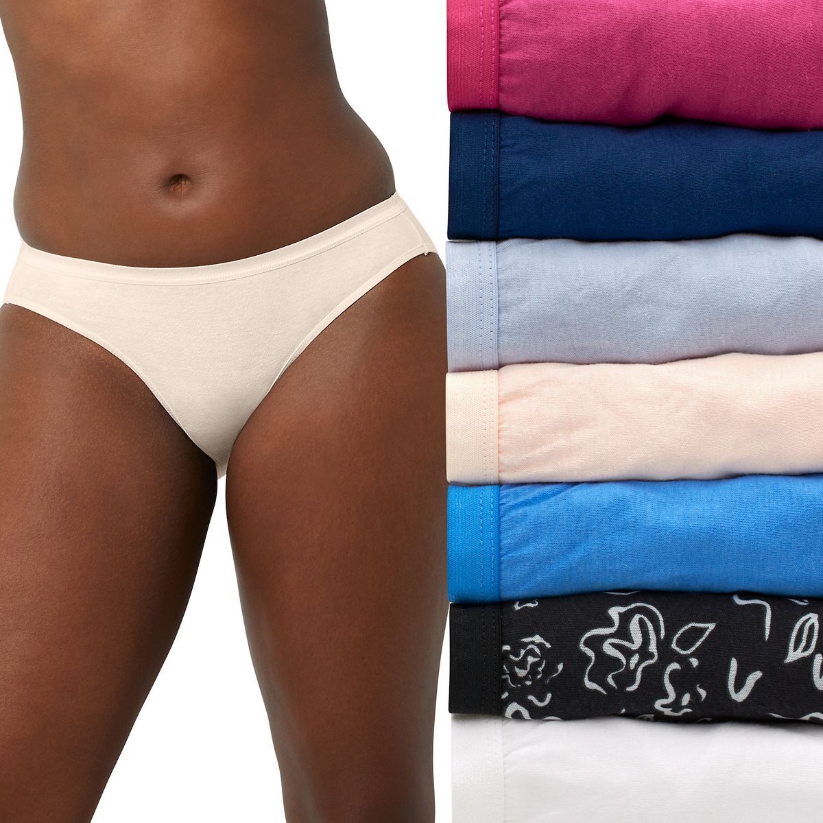 Hanes Ultimate Cool Comfort Cotton 7 Pk Cooling Bikini Panty Multi 42H7CC Sz.7/L