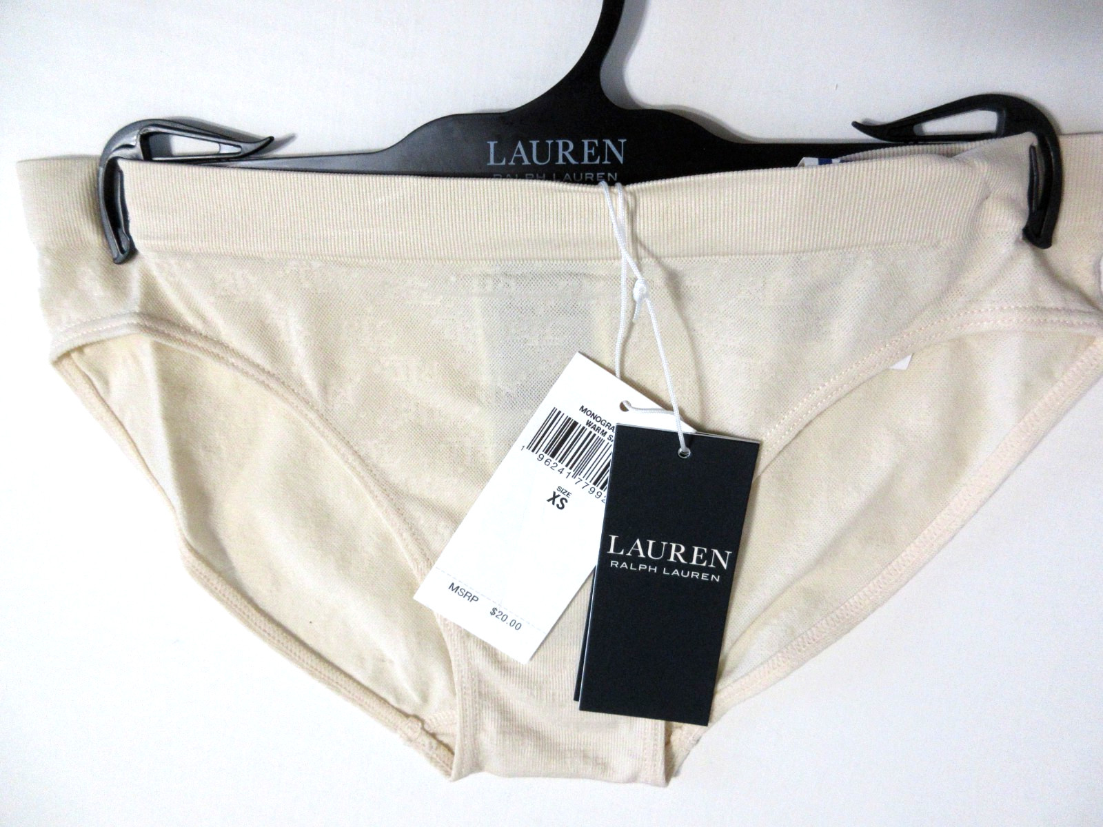 Lauren Ralph Lauren Monogram Mesh Jacquard BIKINI Underwear warm Sand Size ~ XS