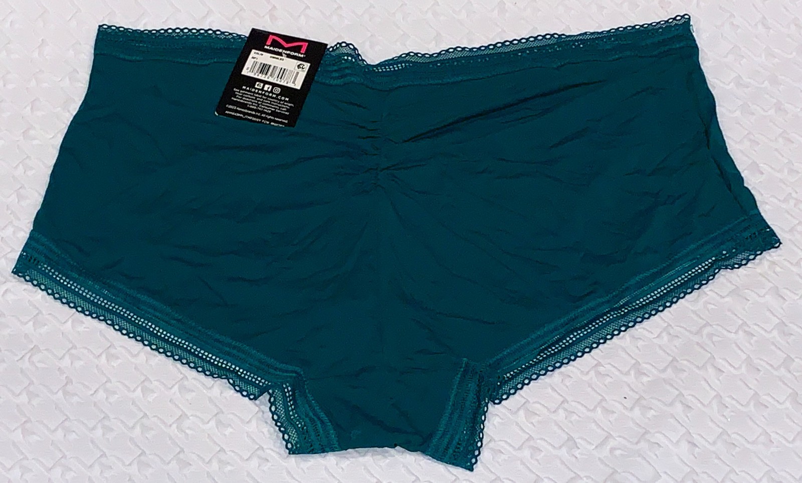 MAIDENFORM One Fab Fit Modern Full Coverage Teal Boyshort Panty Womens M 6 XL 8