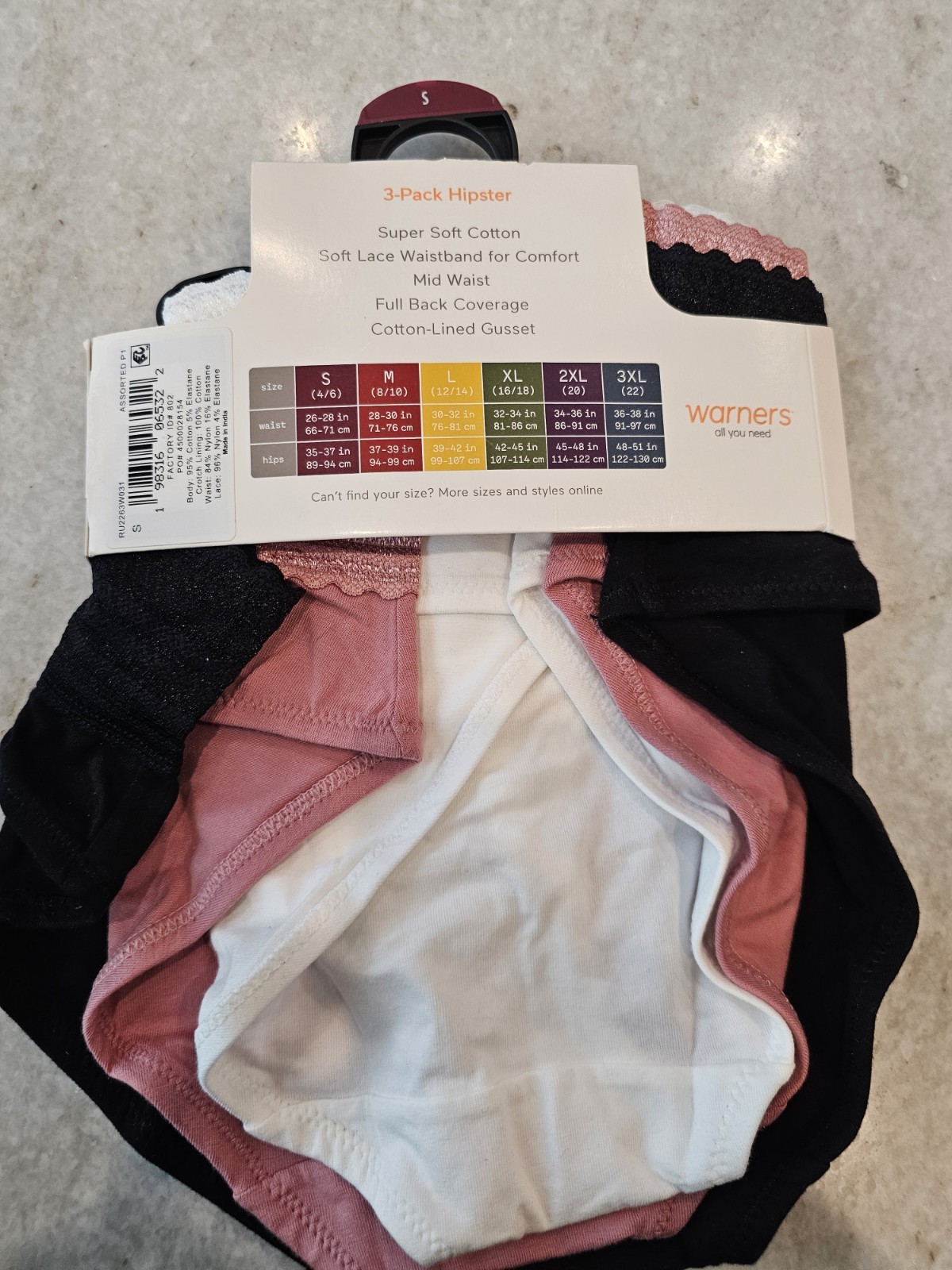 Warner’s Hipster Panties 9 Pc Lot S Cotton Lace Microfiber 3 Packs