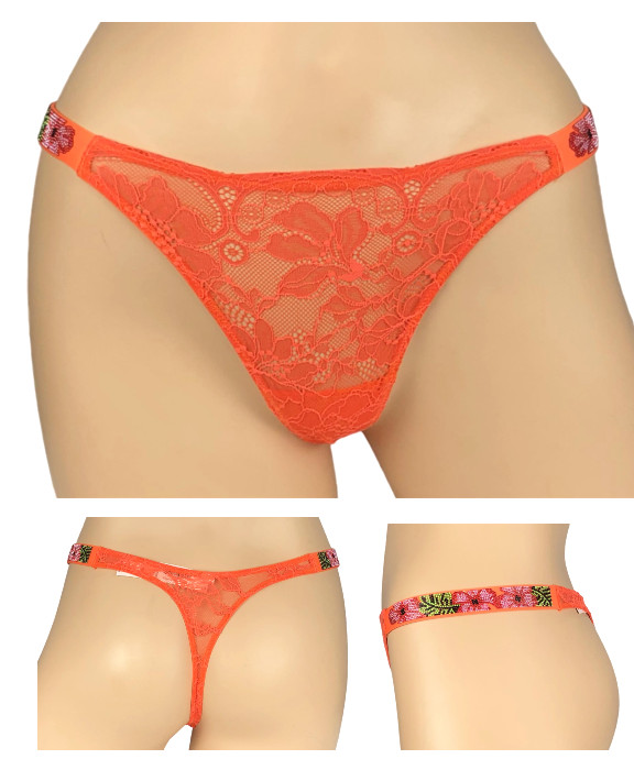 VICTORIA’S SECRET HIBISCUS SHINE STRAP LACE RHINESTONE THONG PANTY XS S M L XL