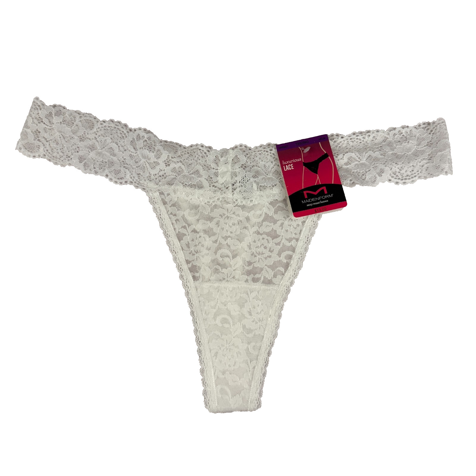 Maidenform Luxurious Lace White Floral Sz 2XL/ 9 Thong Panties DMESLT NWT