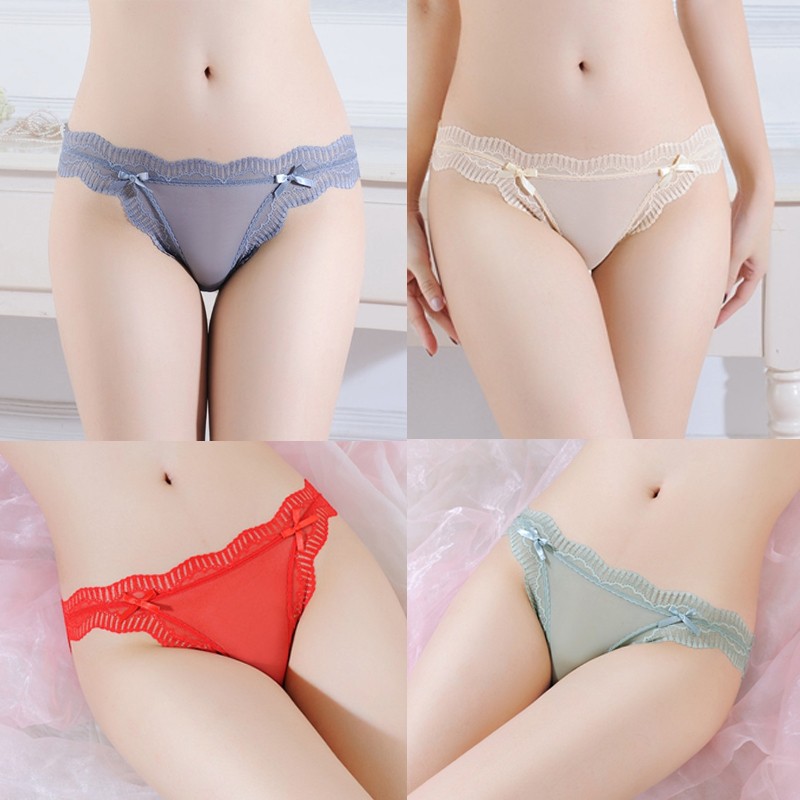 4 Pack Lot Sexy Womens Sheer See Through Panties Briefs Lace Underwear Lingeries