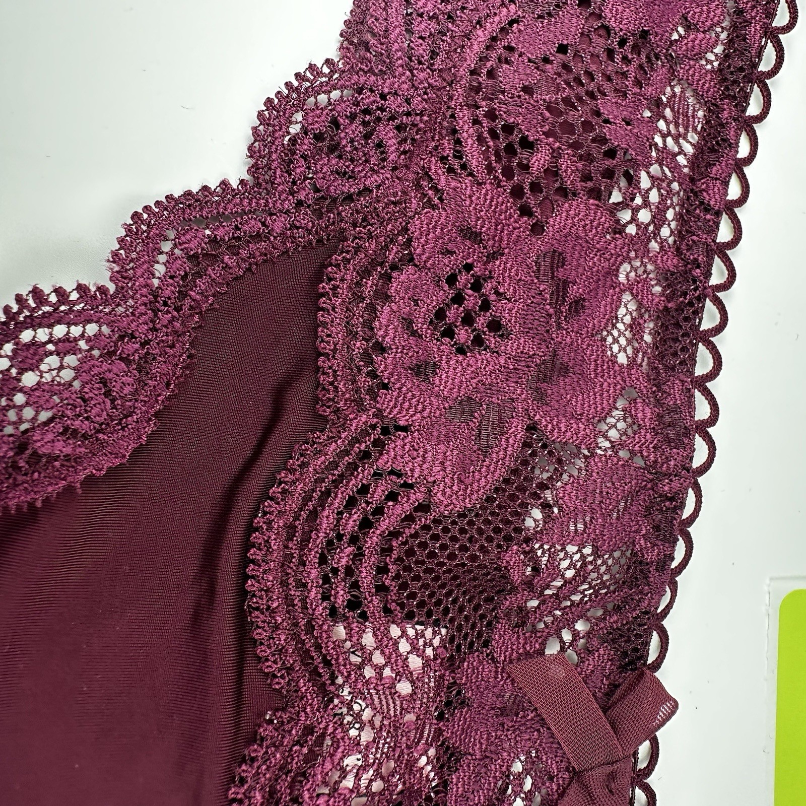 Victoria’s Secret Dream Angels NWT Small Wine Red Lace Thong Panty Sexy Sheer