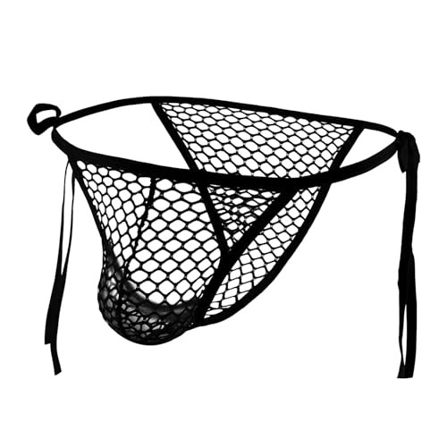 Men’s Exotic Fishnet Underwear Mesh Sexy Lingerie Shorts G-Strings See Black