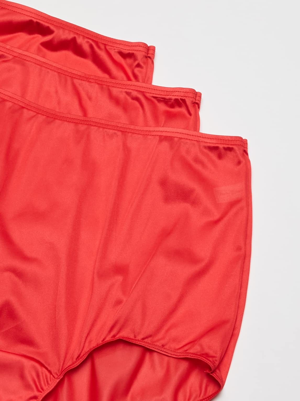 Shadowline Women’s Plus Size Hidden Elastic Nylon Full Brief Panty 3-Pack Red 10