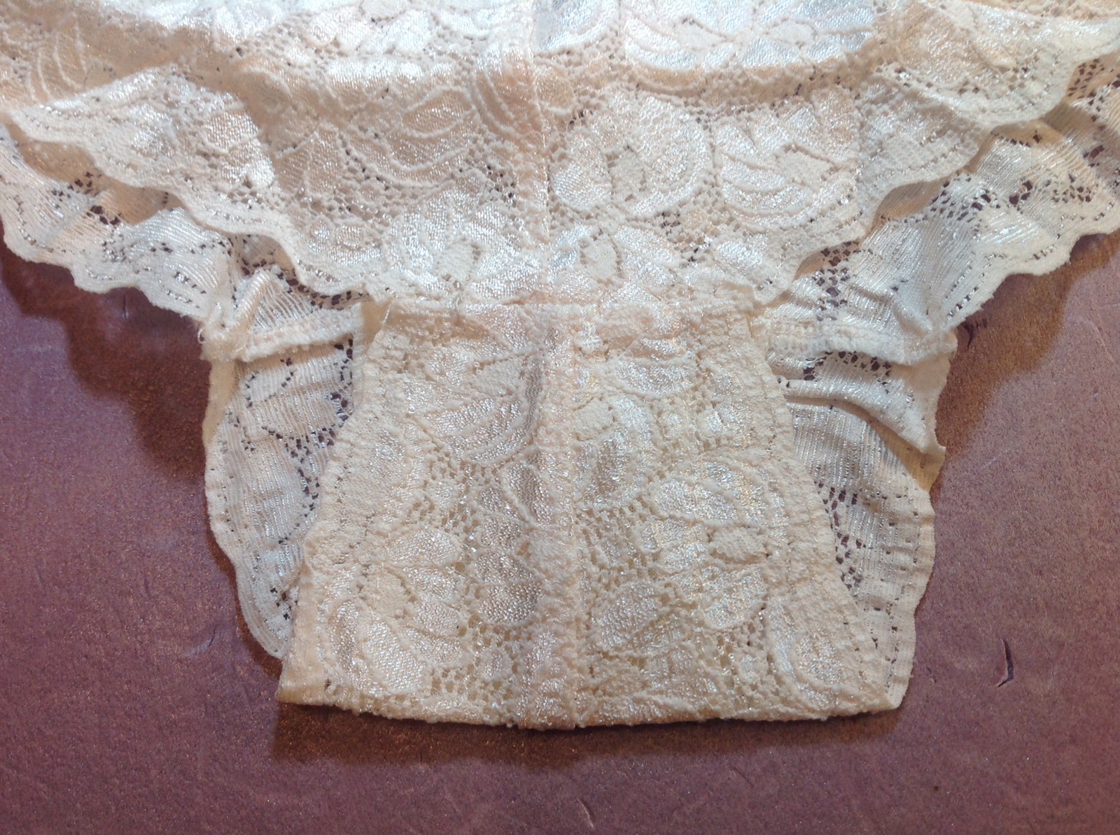 Women Panties,Bikini Briefs “Eva Cervantes” size L. Beige Fishnet Floral China