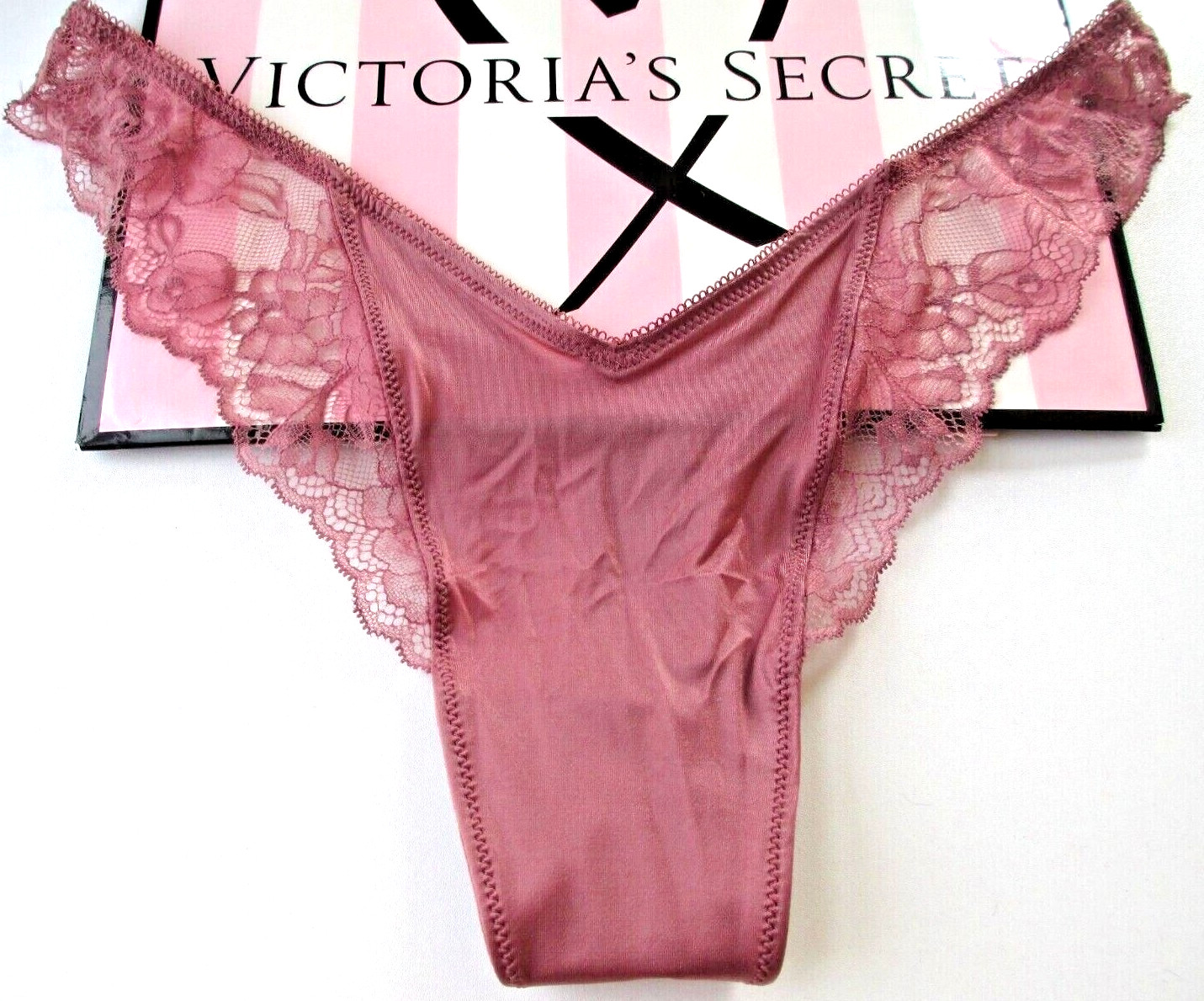 VICTORIA’S SECRET VERY SEXY High Leg Thong Panty S M XL Vintage Rose Lace Trim