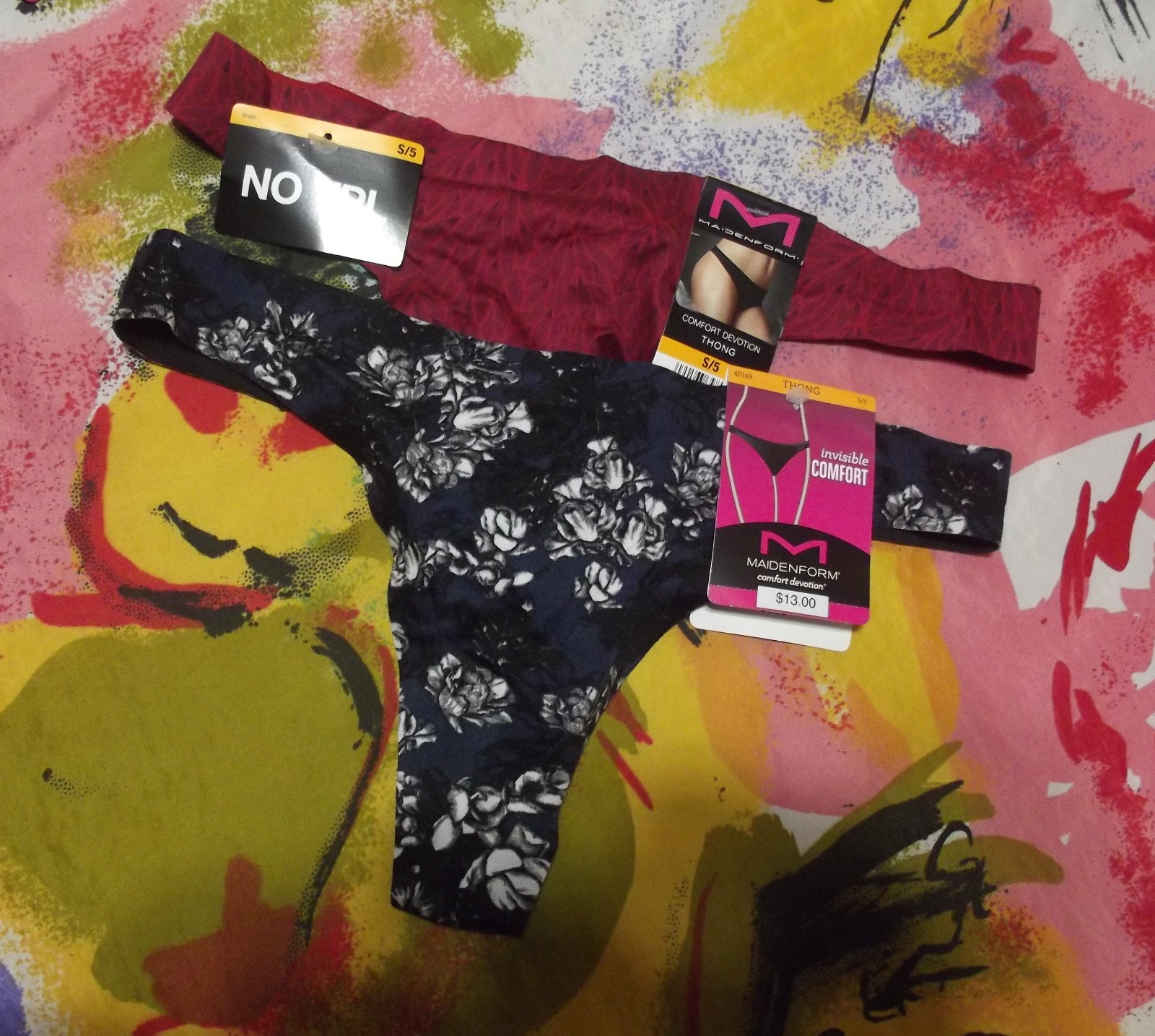2 NEW MAIDENFORM COMFORT DEVOTION 40149 BE8 NO VPL MICROFIBER THONG PANTIES S/5