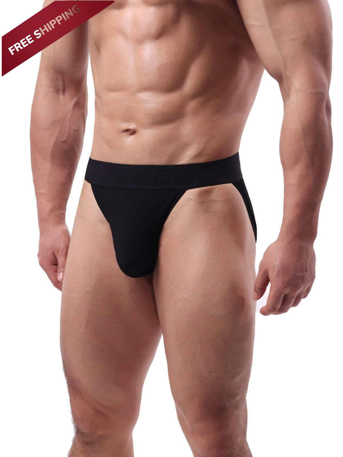 Summer Code Mens Underwear Briefs Low Rise Ribbed Bikini Large, Black