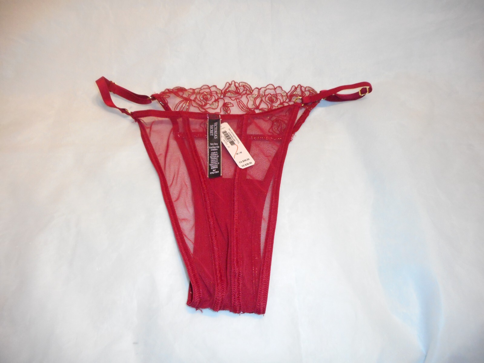 Victoria’s secret Very Sexy Floral Red Brazilian Slip Panty Large & MEDIUM