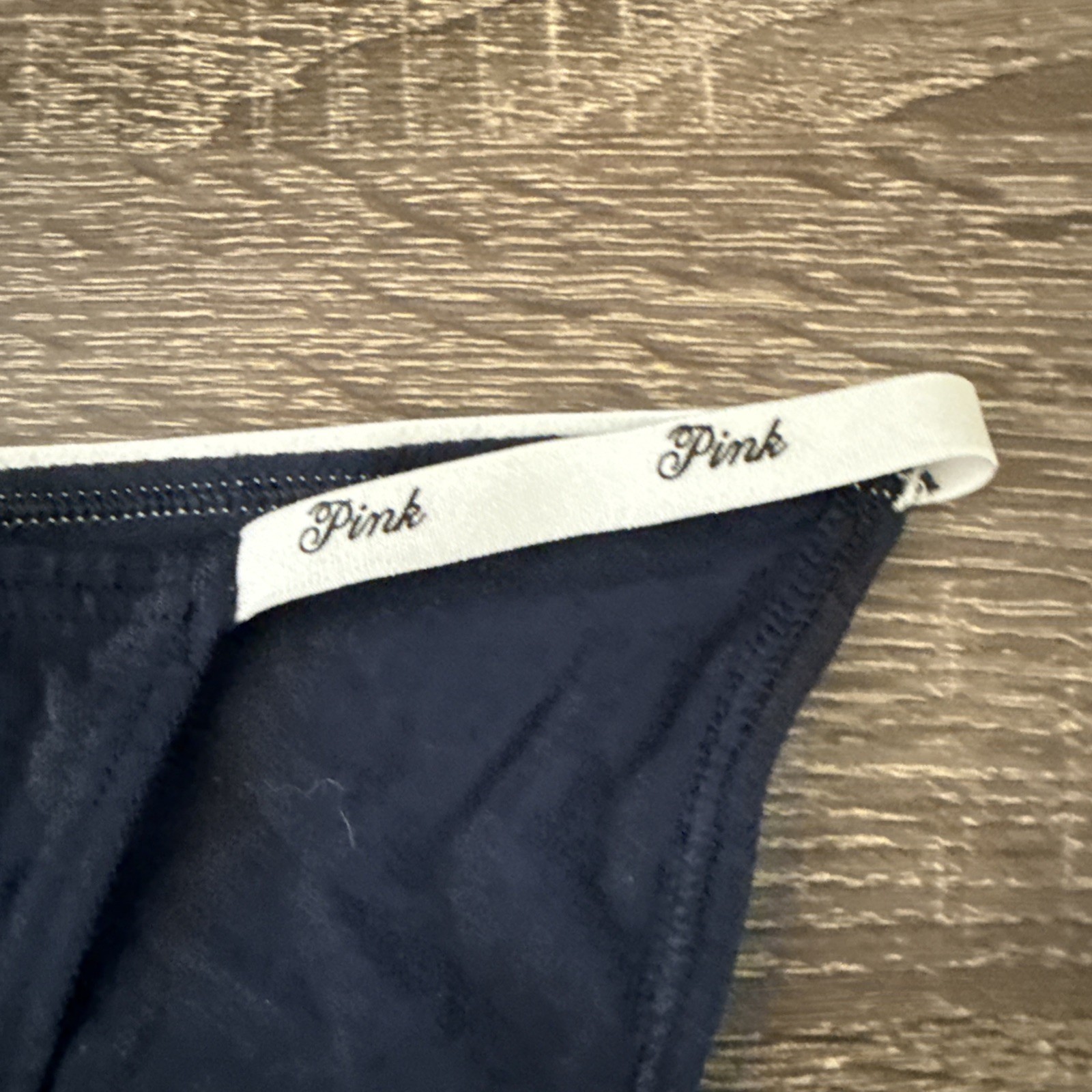 Pink By Victoria’s Secret, Large, Navy Blue Cotton Logo String Bikini Panties