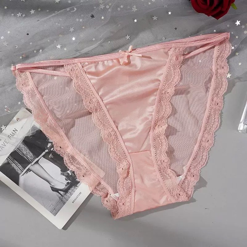 5 Pcs Lot Womens Sexy Satin String Bikinis Panties Silky Briefs Underwear M L XL