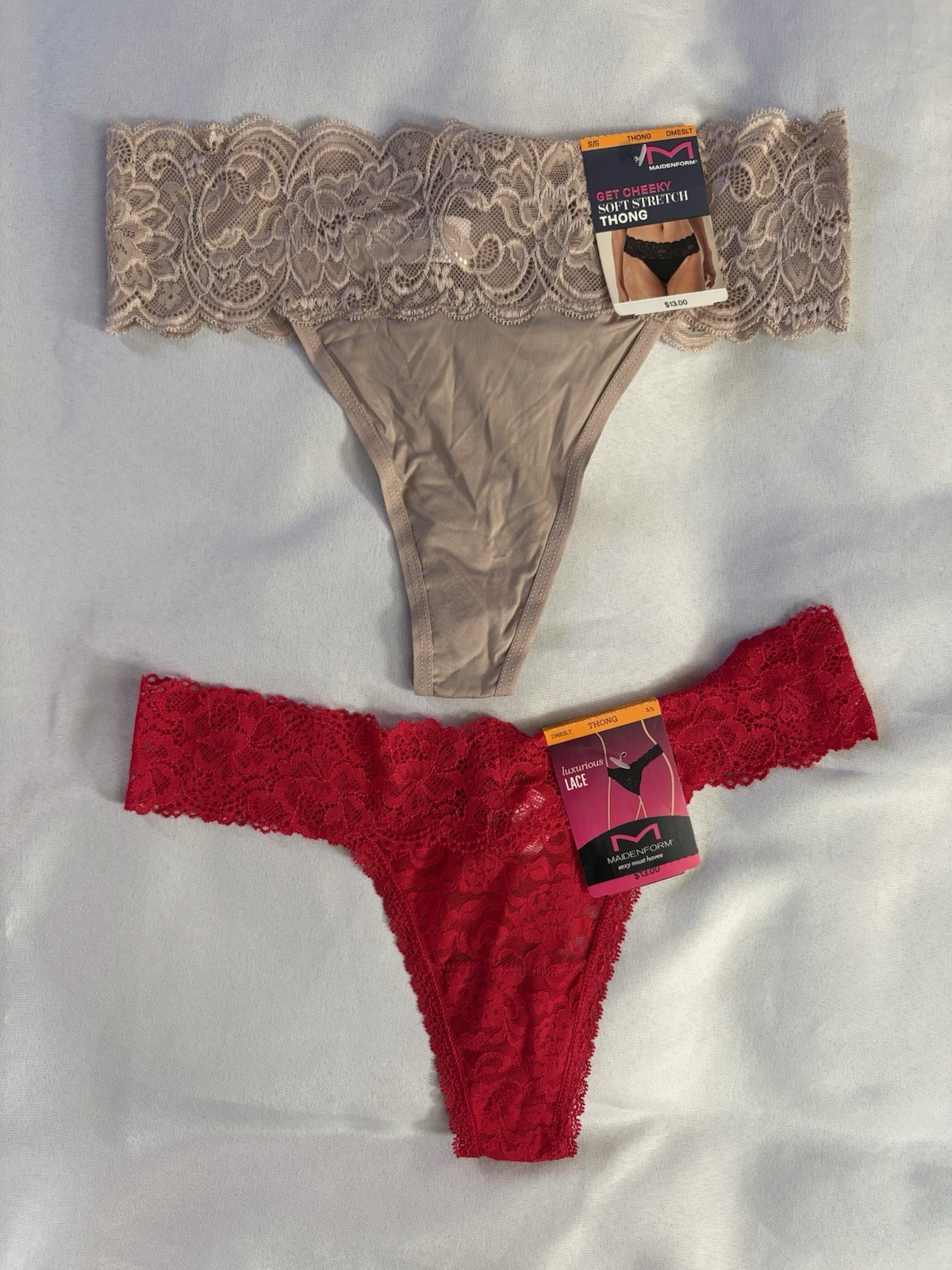 NEW Maidenform Luxurious Lace Thong Women’s Small DMESLT 2 Pair Maidenform Thong