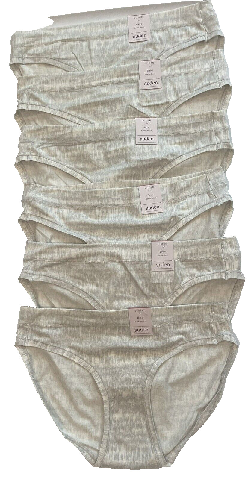Auden Women’s Bikini Underwear Large 12-14 Comfort Gray Striped ✨NEW✨🌸6 Pairs